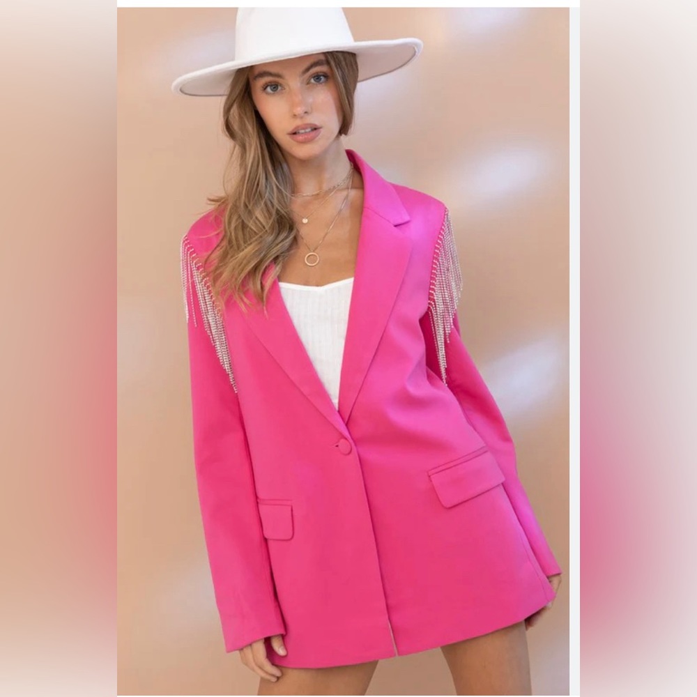 Blue B pink Rhinestone blazer